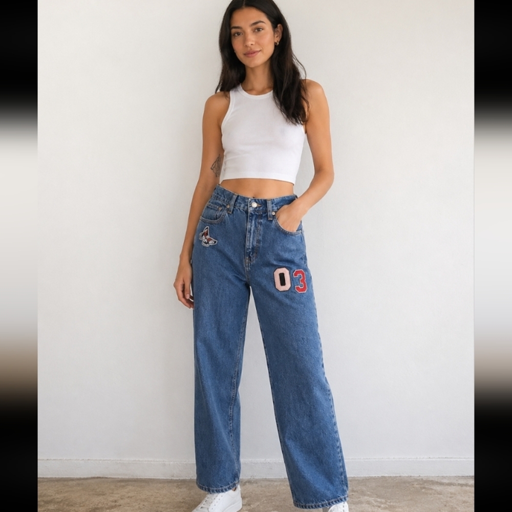 WILD FABLE High Rise Dad Jean Patches 4/27